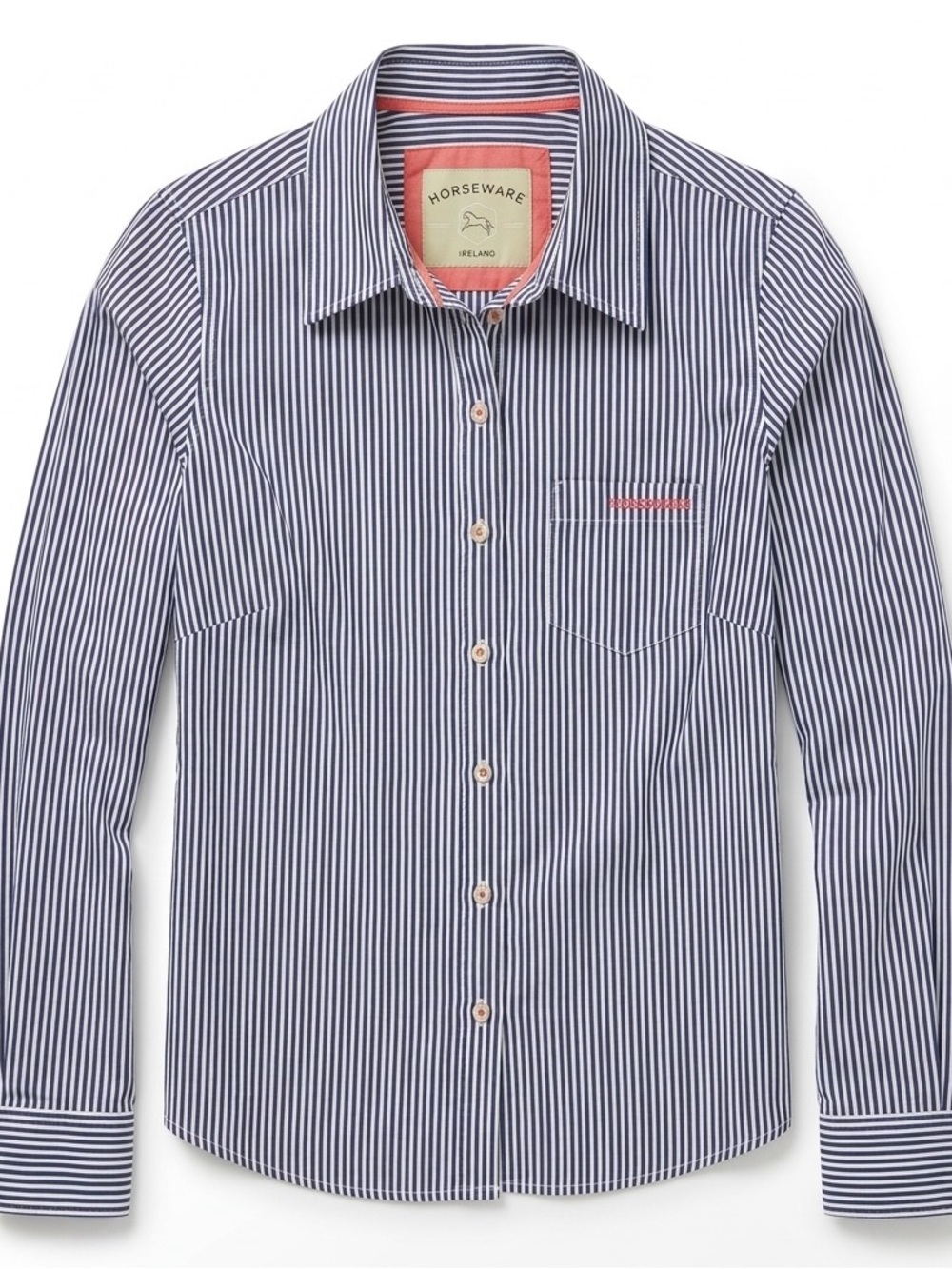 Horseware Ireland Women’s Navy and White Stripe Button-Down Equestrian Shirt